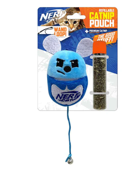 Nerf Cat Toy - Plush Cat with Catnip Pouch & Bell 9cm