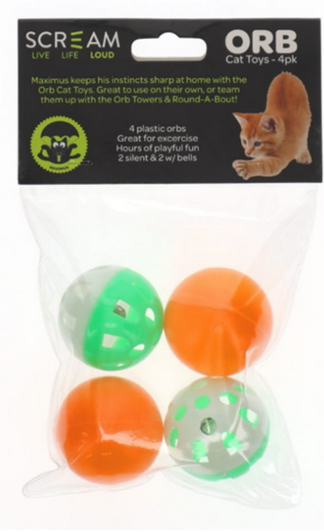 SCREAM Orb Cat Toy 4 pk