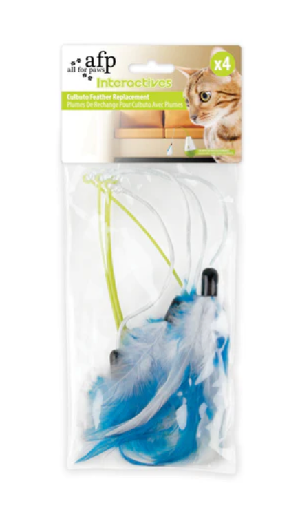 AFP Interactives Culbuto Feather Refill For Dancing Feather Wand Toy For Cats (4 Pack)