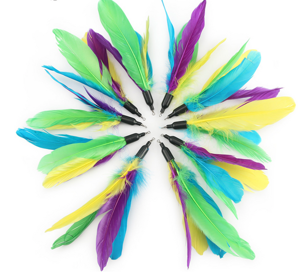 Da Bird Super Wand Attachment Feathers Blue Purple Green & Yellow 5 pack