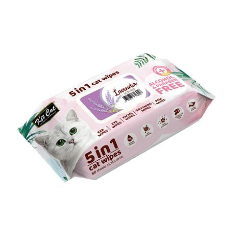 Kit Cat Anti Bacterial Wipes for Cats - Lavender 80 Sheets 20 x15cm