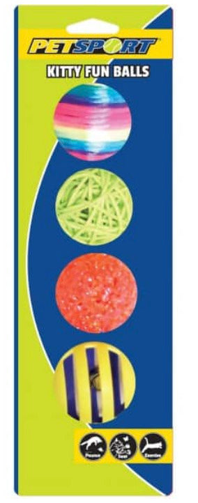 Pet Sport Kitty Fun Balls 4 Pack Cat Toy