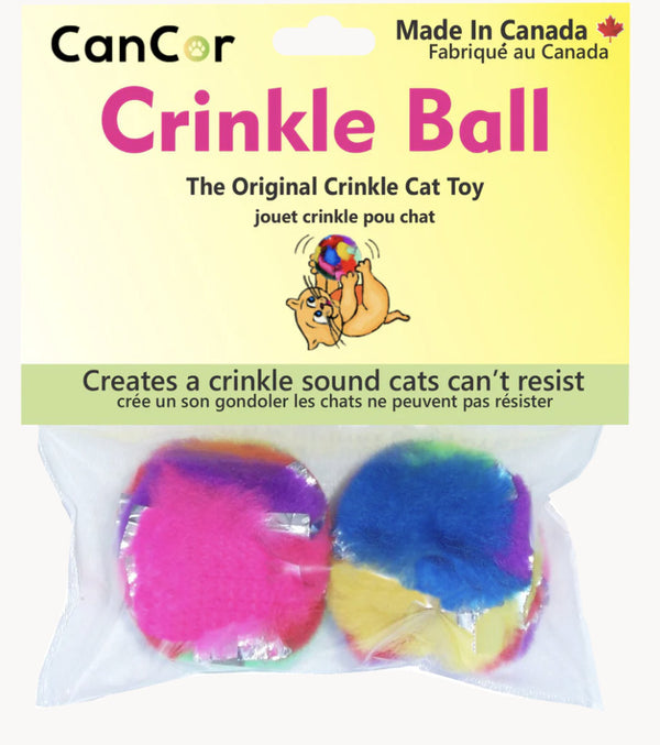 Cancor Mini Crinkle Ball Cat Toy 2 pk