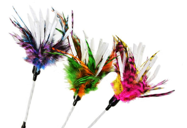 Wand with Feathers and Crinkle Tubes