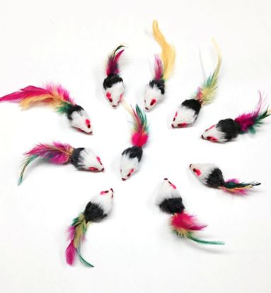 Mice Faux Fur with Feather Tail