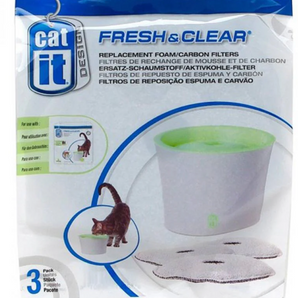 Catit Fresh & Clear Cat Fountain Drinking Fountain Foam Carbon Cartridges 3 Pack