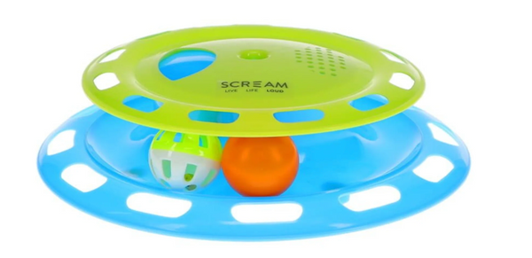 Scream Single Layer Orb Tower Cat Toy Green and Blue