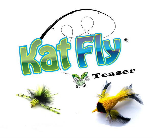 Kat Fly® Cat Toy Teaser Wand refillYellow Bird and Bugsy