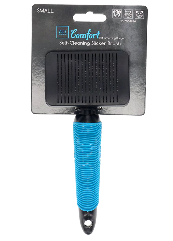Zeez Comfort Self-Cleaning Slicker Brush Small - 18.9x8cm