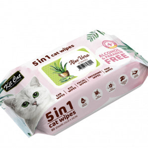 Kit Cat Anti Bacterial Wipes for Cats Aloe Vera 80 Sheets 20 x 15cm