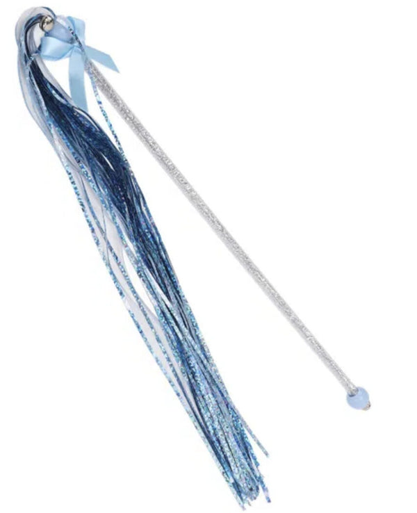 Mylar Wand Irridiscent Blue with a bell