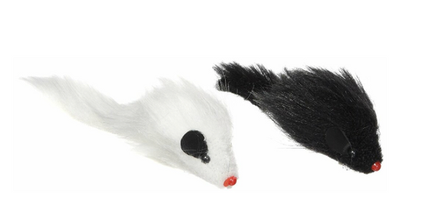 Ethical Pet Spot Twin Plush Long Hair Mice 2 pack with  Rattle and Catnip 