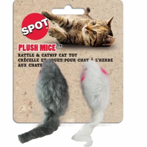 Ethical Pet Spot Twin Plush Mice 2 pack with  Rattle & Catnip 